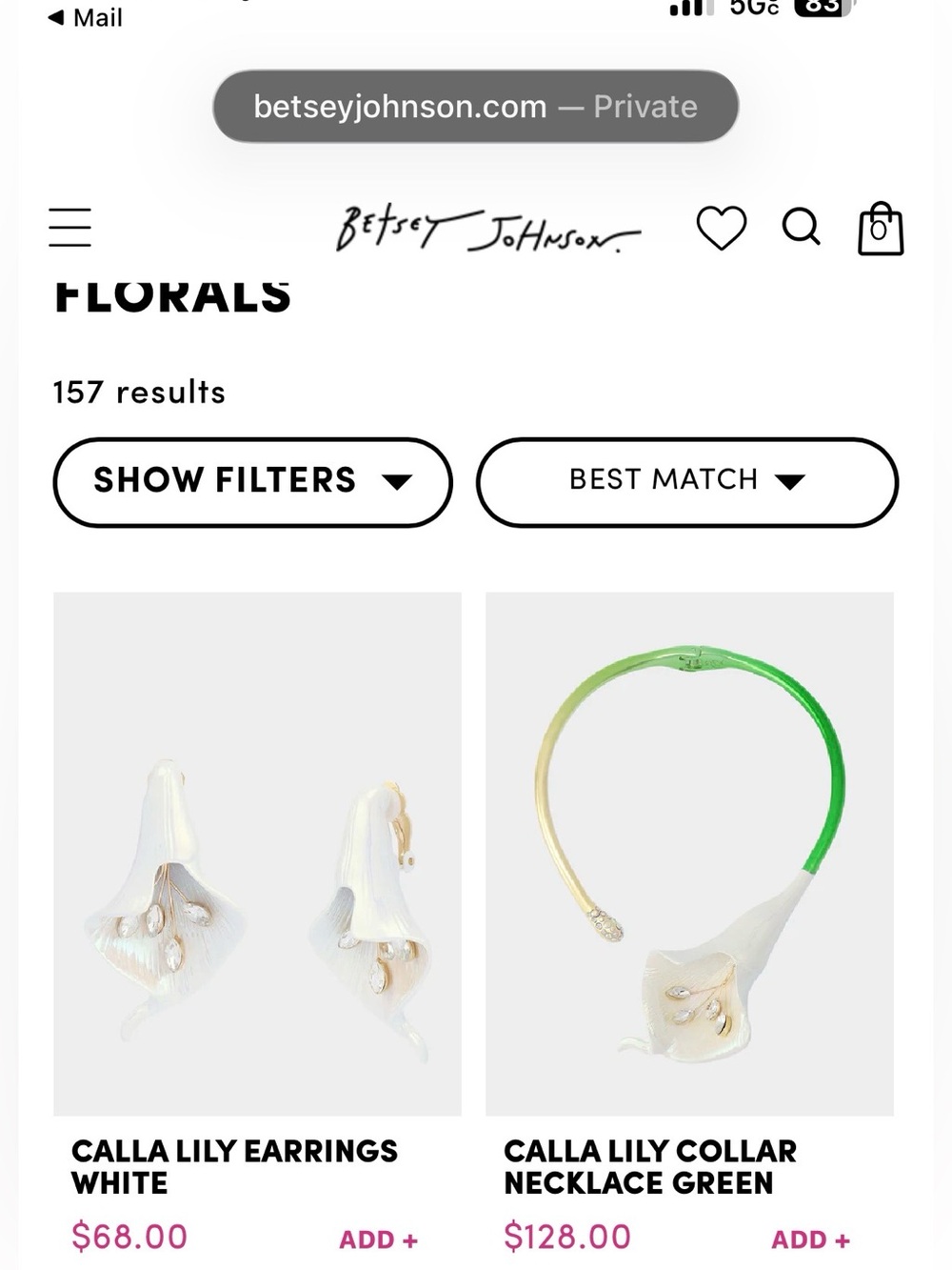 NWT Betsey Johnson Calla Lily Collar Statement Necklace w/ Crystals -retail $128 - Picture 7 of 8